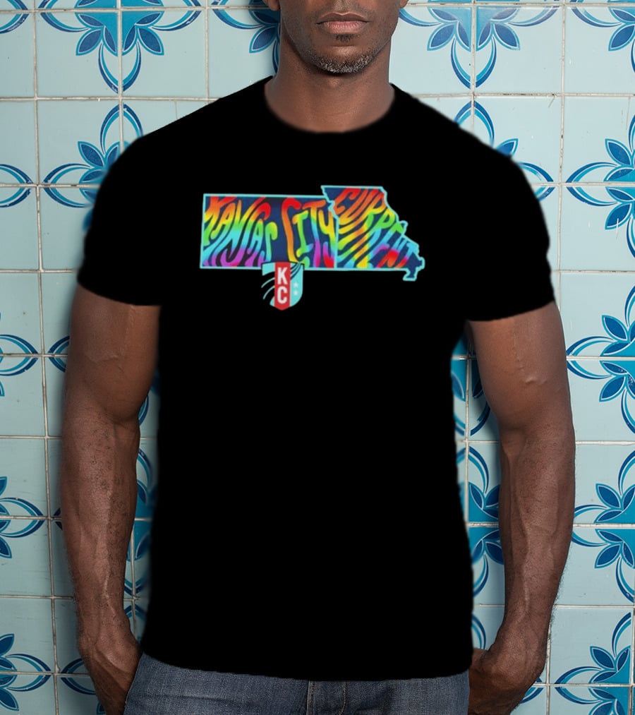 Kansas City Current Groovy Pride State KC Iconic Colorful Map T-Shirt