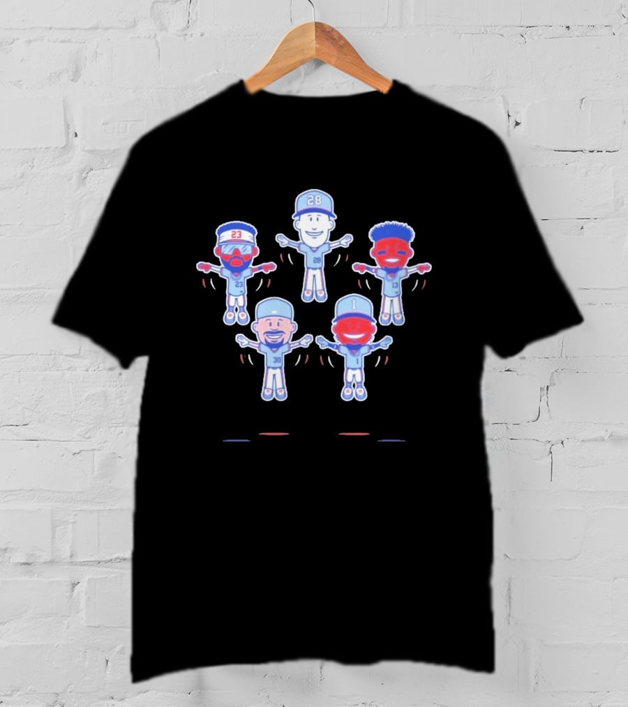 Keep Flying 2 Cartoon Baseball Players With Numbers 23, 28, 13, 30, 1 T-Shirt