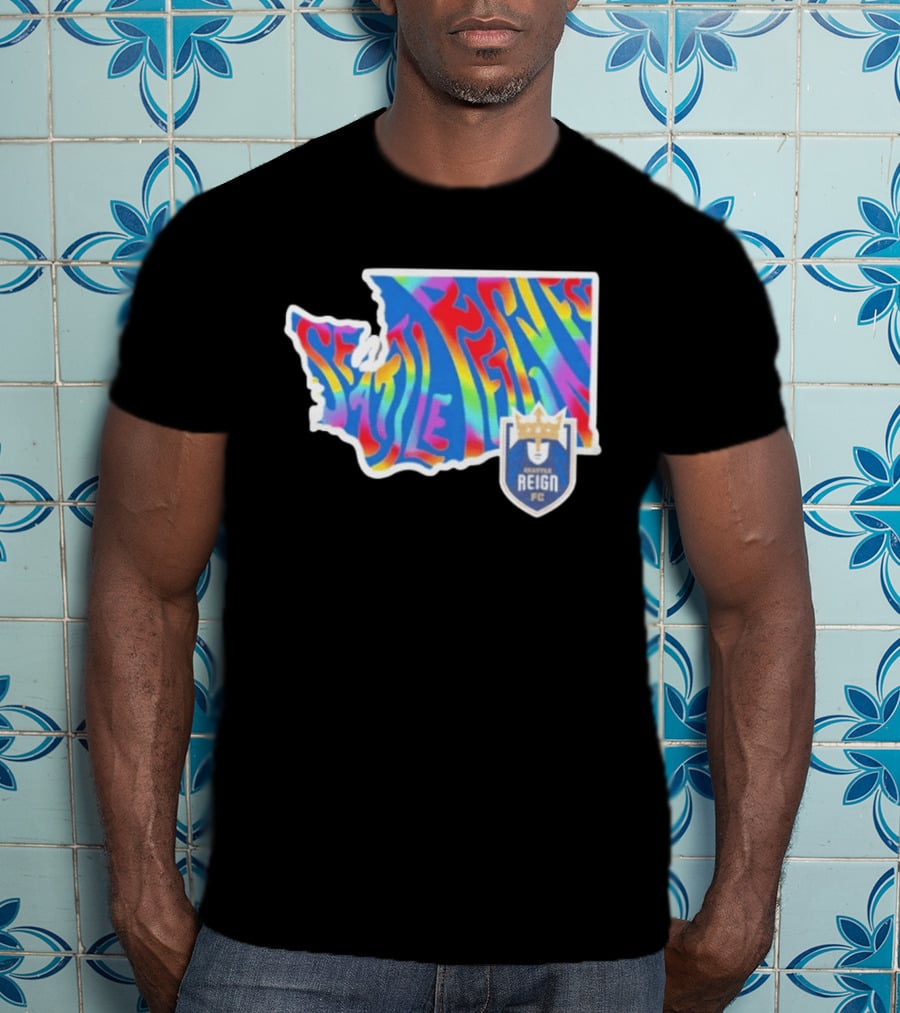 Seattle Reign FC Groovy Pride State Washington Map Rainbow T-Shirt