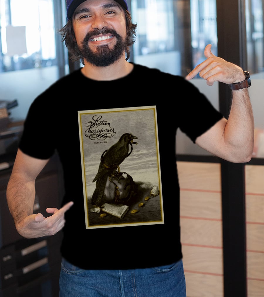 Sixteen Horsepower Europe 2026 Tour Art With Raven And Script T-Shirt