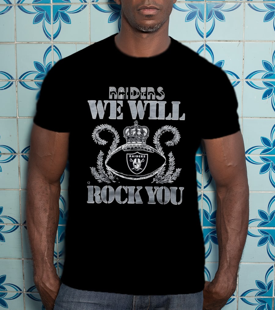 Las Vegas Raiders We Will Rock You 2026 Football Crown Silver T-Shirt