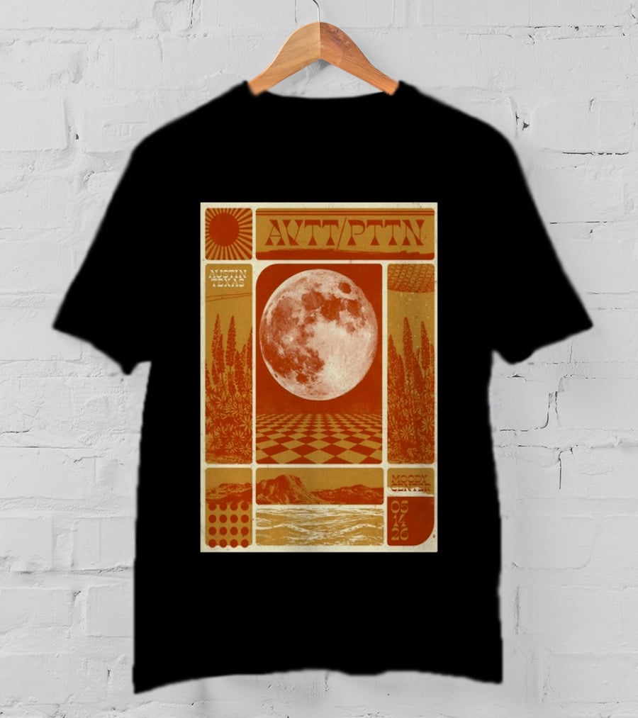 The Avett Brothers AWT PTTN Moon Checkered Austin Texas Moody Center May 14 2026 T-Shirt