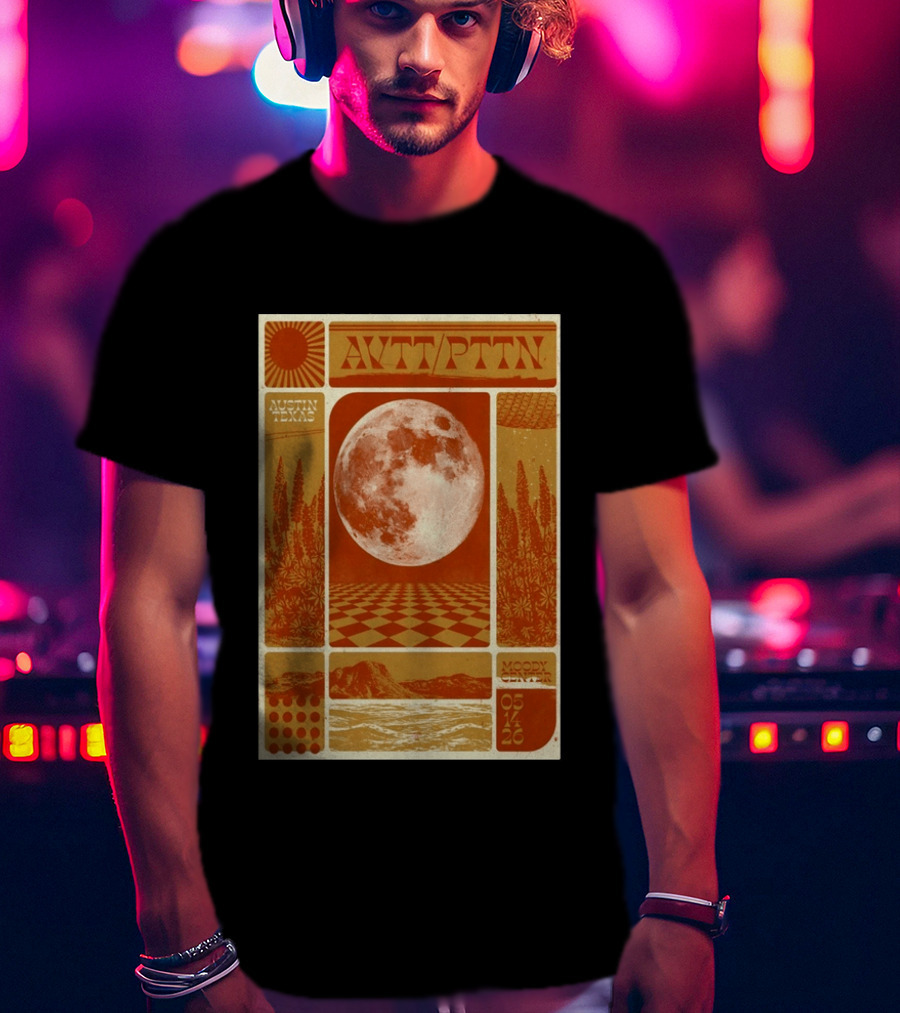 The Avett Brothers AWT PTTN Moon Checkered Austin Texas Moody Center May 14 2026 T-Shirt