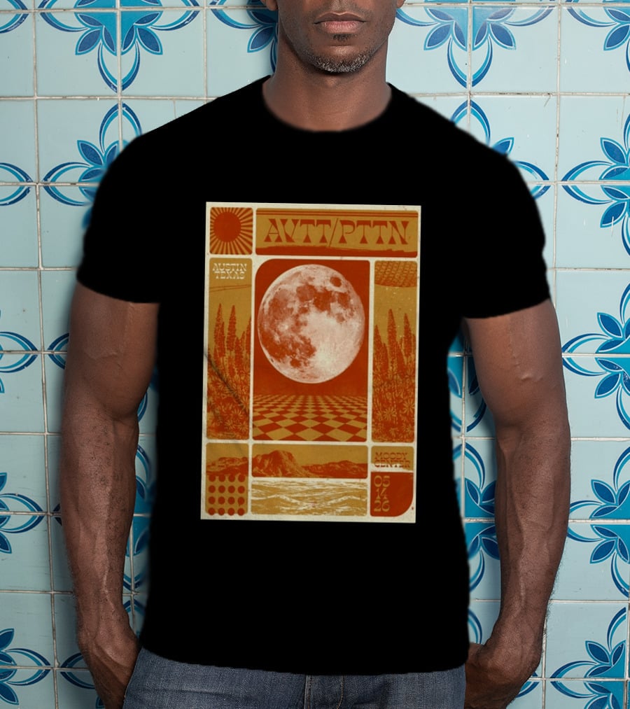 The Avett Brothers AWT PTTN Moon Checkered Austin Texas Moody Center May 14 2026 T-Shirt