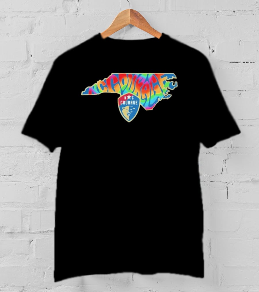 North Carolina Courage Pride State Rainbow Map T-Shirt