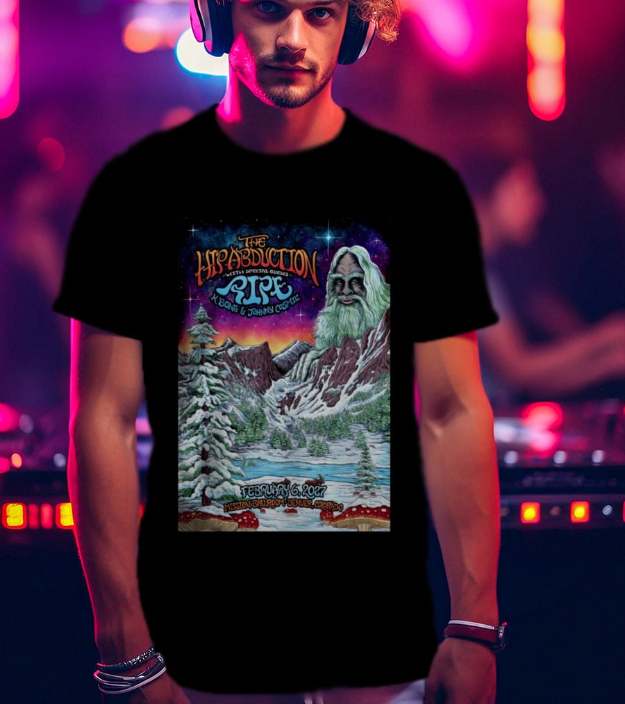 The Hipabduction February 6 2027 Mission Ballroom Denver CO Pipe K Bong Johnny Cosmic T-Shirt