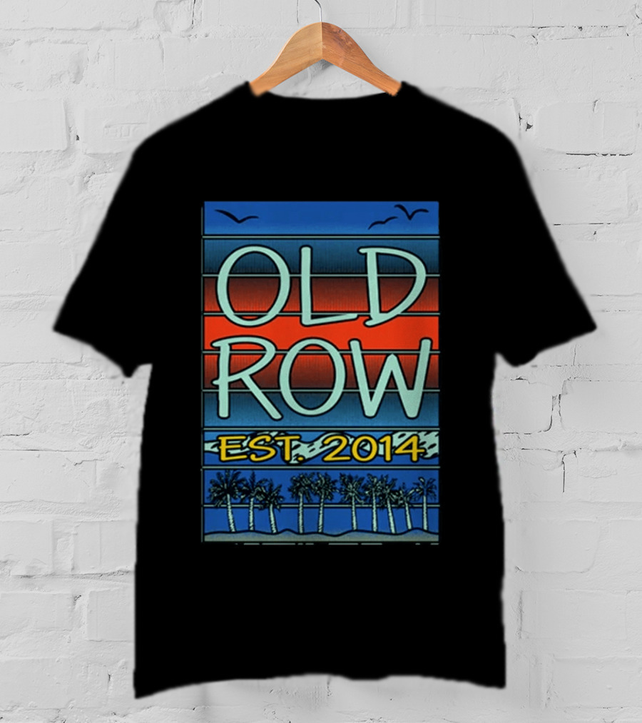 Old Row Est. 2014 Palm Scene Sunset Stripes T-Shirt