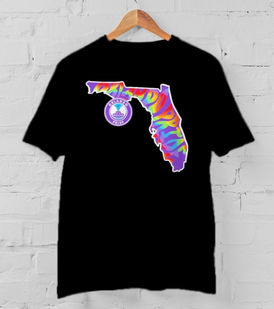 Orlando Pride Groovy Rainbow Florida Map T-Shirt