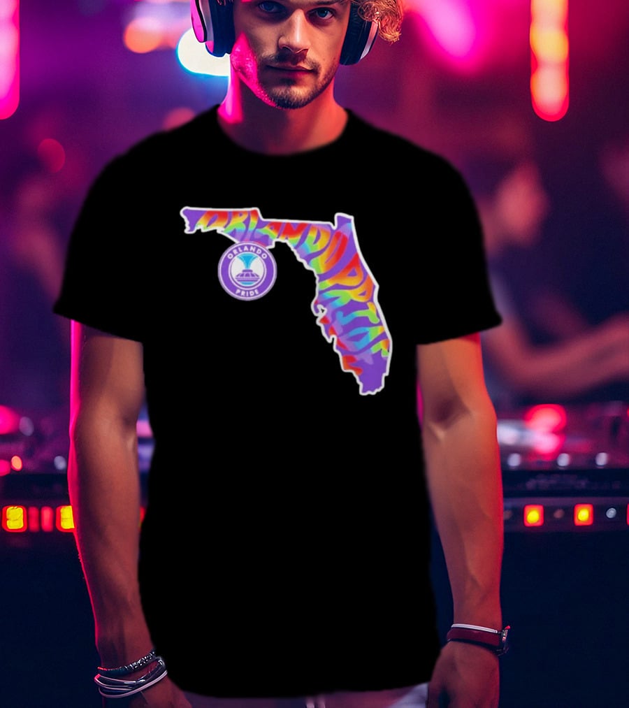 Orlando Pride Groovy Rainbow Florida Map T-Shirt