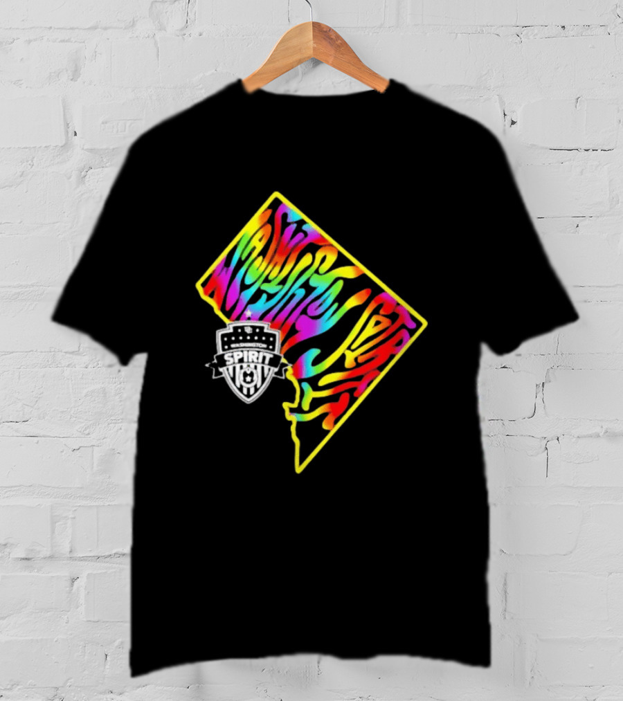 Washington Spirit Groovy Pride Rainbow State Map T-Shirt