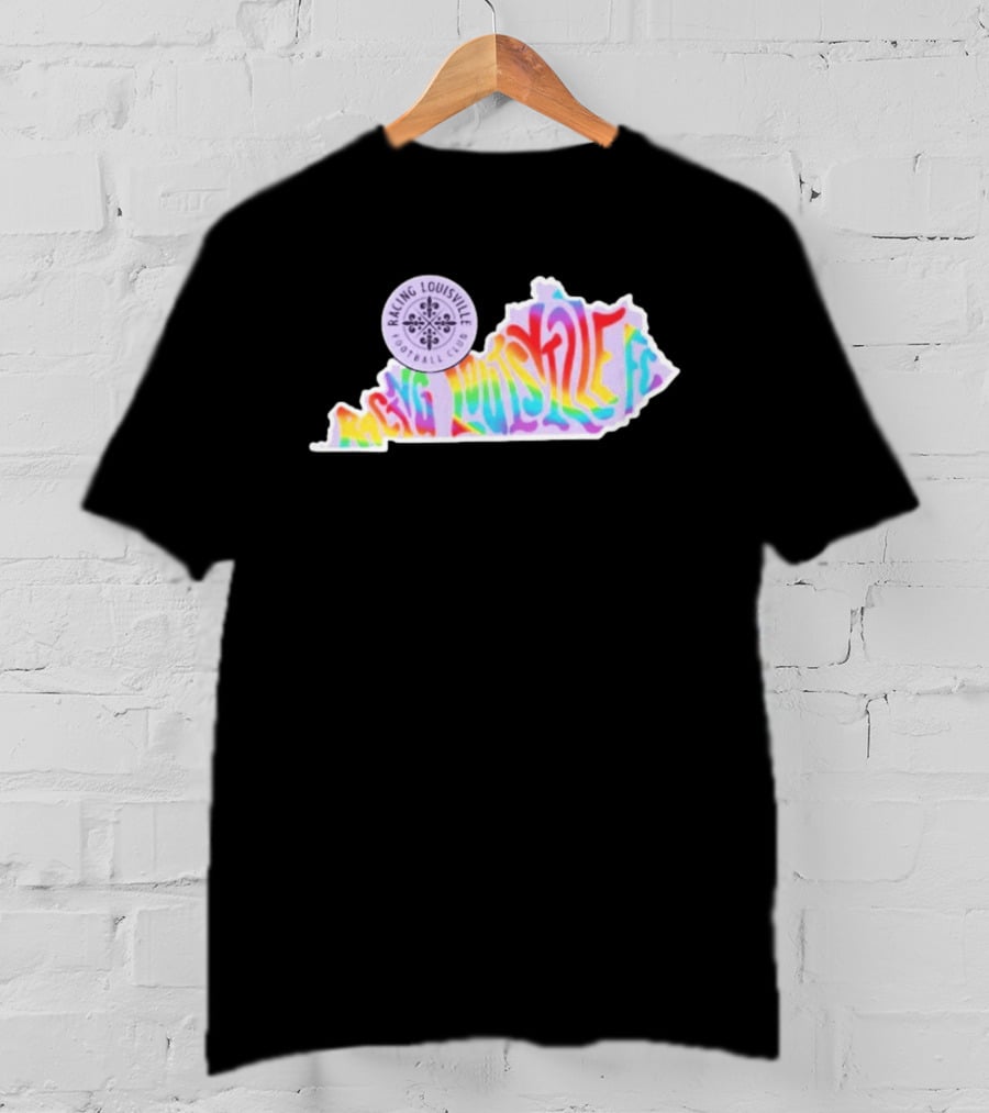 Racing Louisville FC Pride Kentucky State Map Groovy T-Shirt