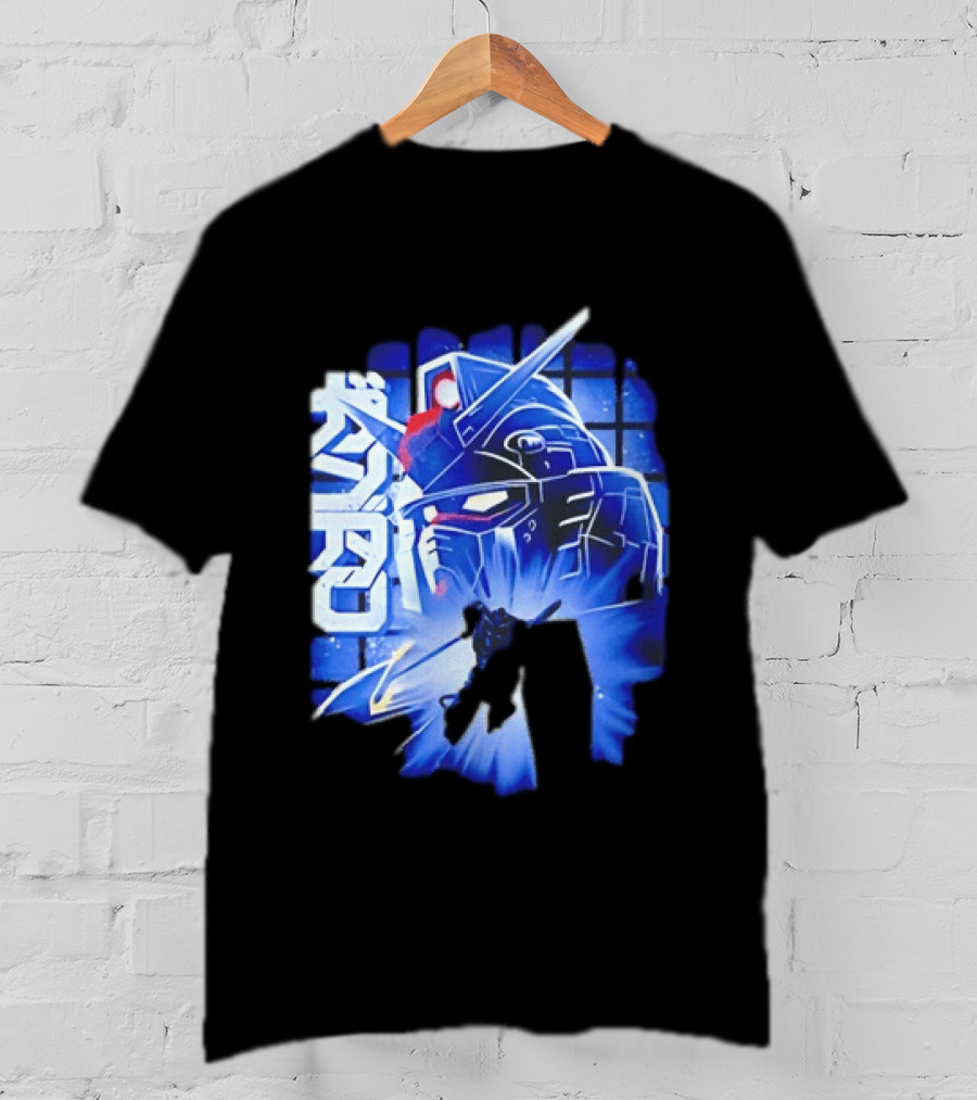 RX 78 2 Mobile Suit Gundam Fighter Neon Blue T-Shirt