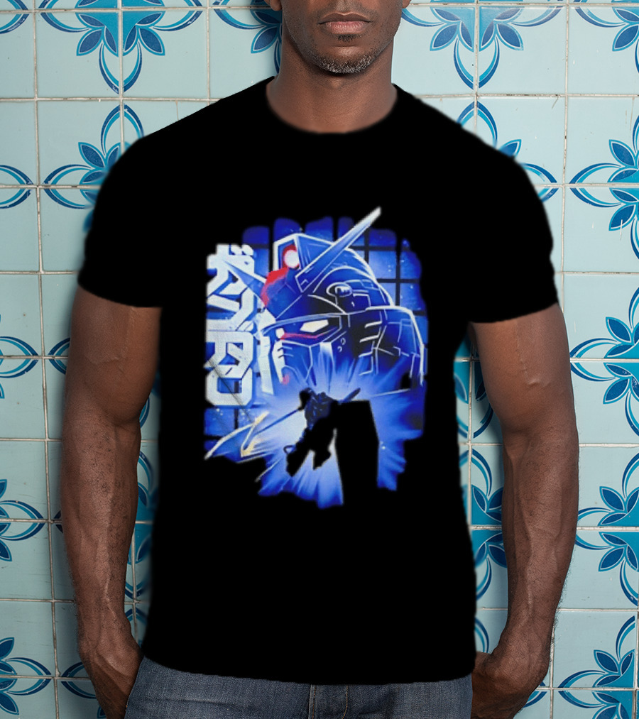 RX 78 2 Mobile Suit Gundam Fighter Neon Blue T-Shirt
