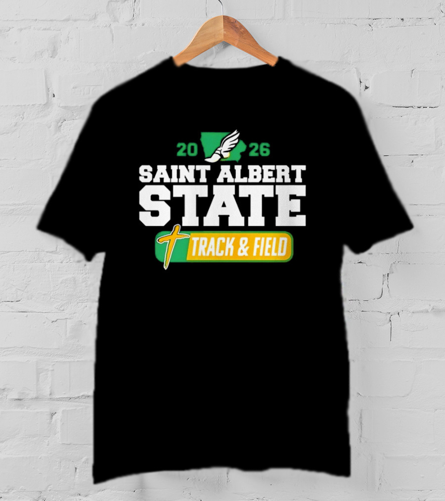 Saint Albert State 2026 Track & Field Winged Shoe T-Shirt