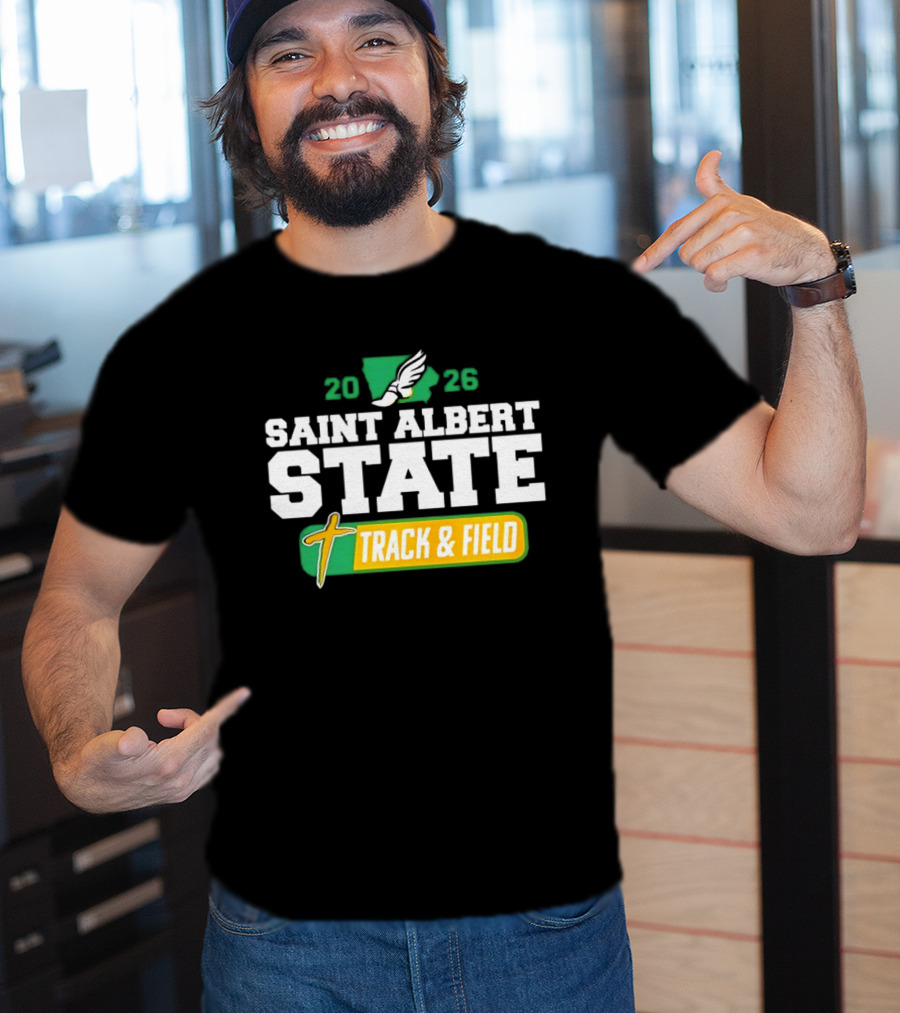 Saint Albert State 2026 Track & Field Winged Shoe T-Shirt