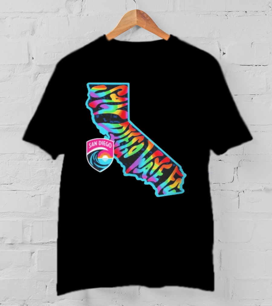 San Diego Wave FC Groovy Pride California Map T-Shirt