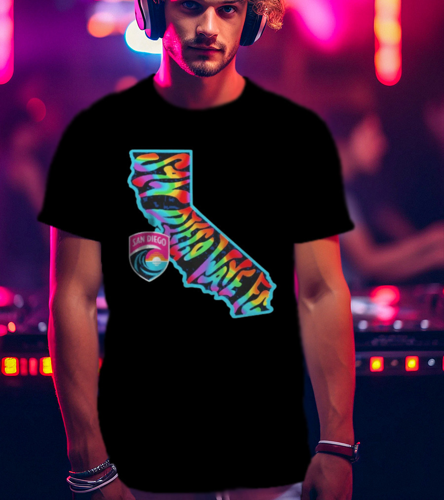 San Diego Wave FC Groovy Pride California Map T-Shirt