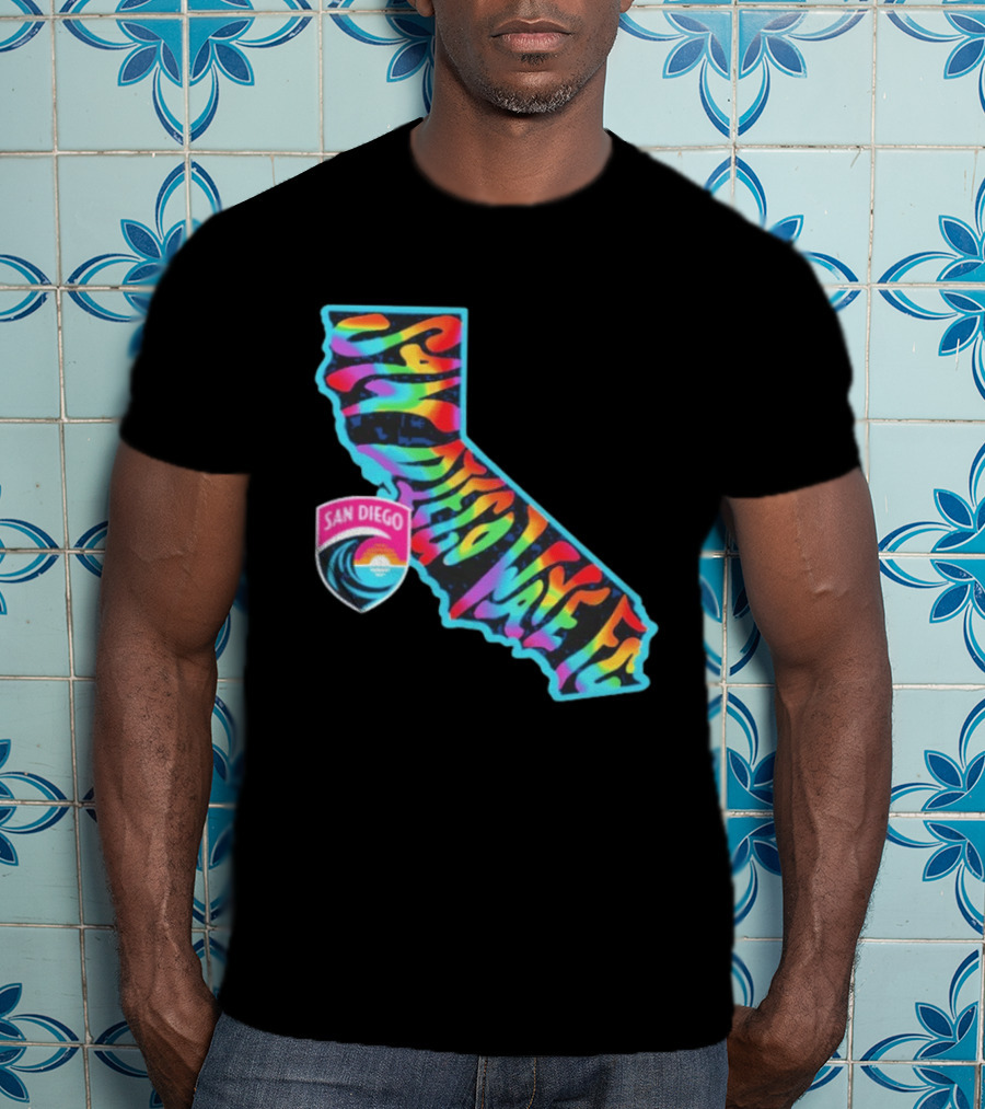 San Diego Wave FC Groovy Pride California Map T-Shirt