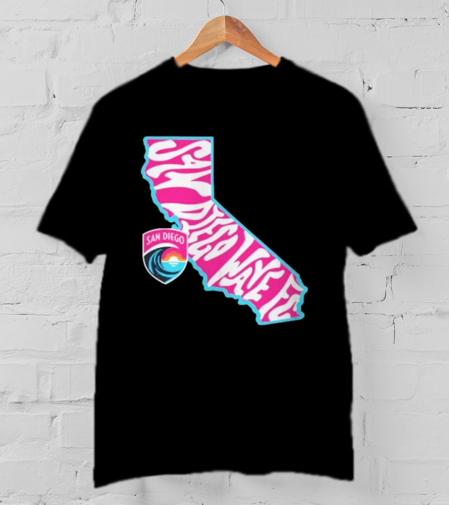 San Diego Wave FC Groovy California Pink State T-Shirt