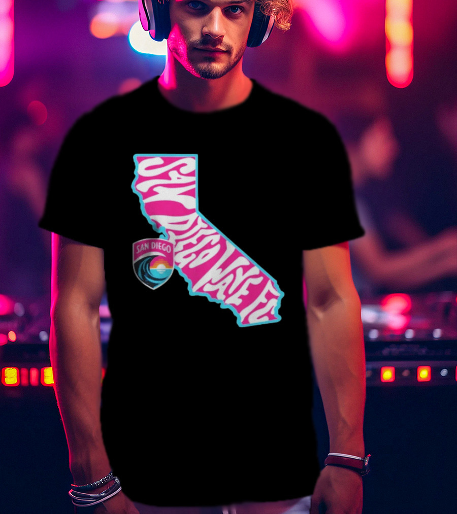 San Diego Wave FC Groovy California Pink State T-Shirt