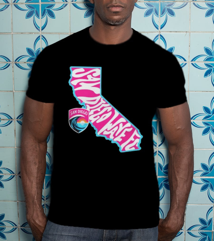 San Diego Wave FC Groovy California Pink State T-Shirt