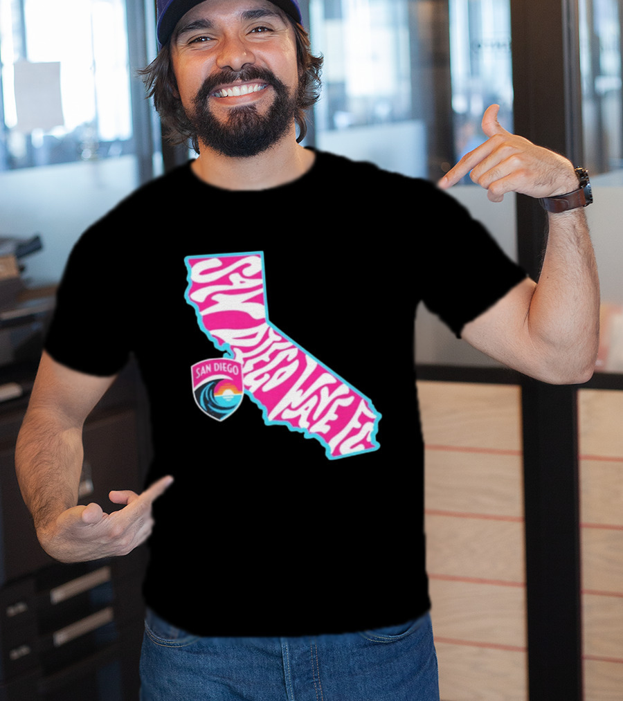 San Diego Wave FC Groovy California Pink State T-Shirt