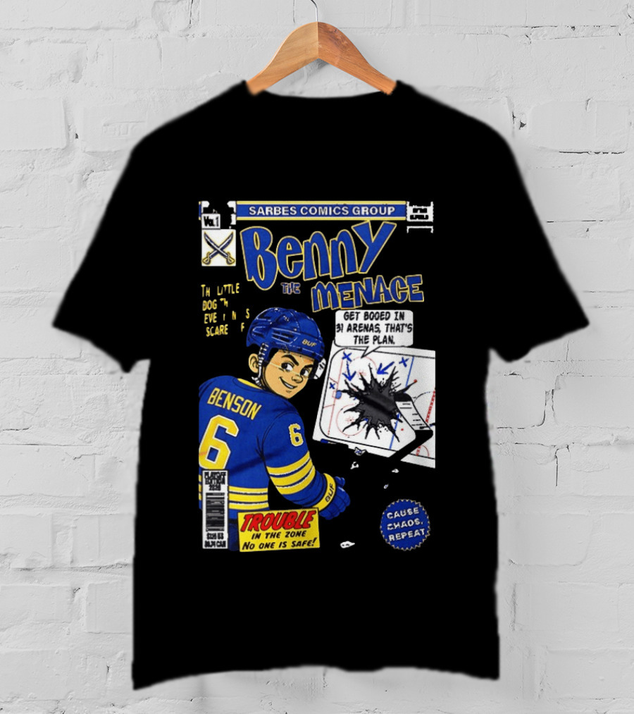 Sarbes Comics Benny The Menace Zach Benson Trouble Buffalo Sabres Hockey T-Shirt