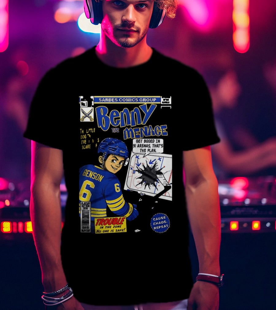 Sarbes Comics Benny The Menace Zach Benson Trouble Buffalo Sabres Hockey T-Shirt
