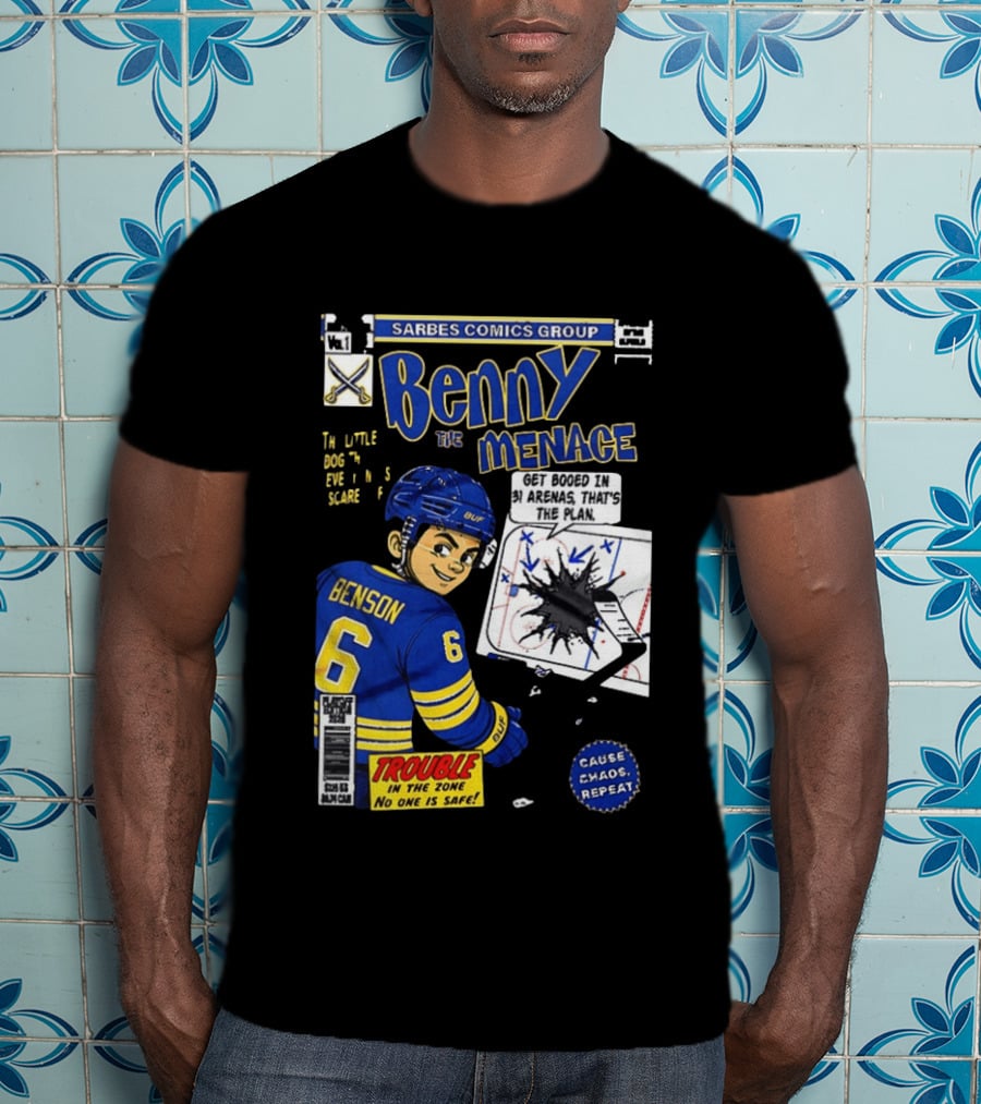 Sarbes Comics Benny The Menace Zach Benson Trouble Buffalo Sabres Hockey T-Shirt