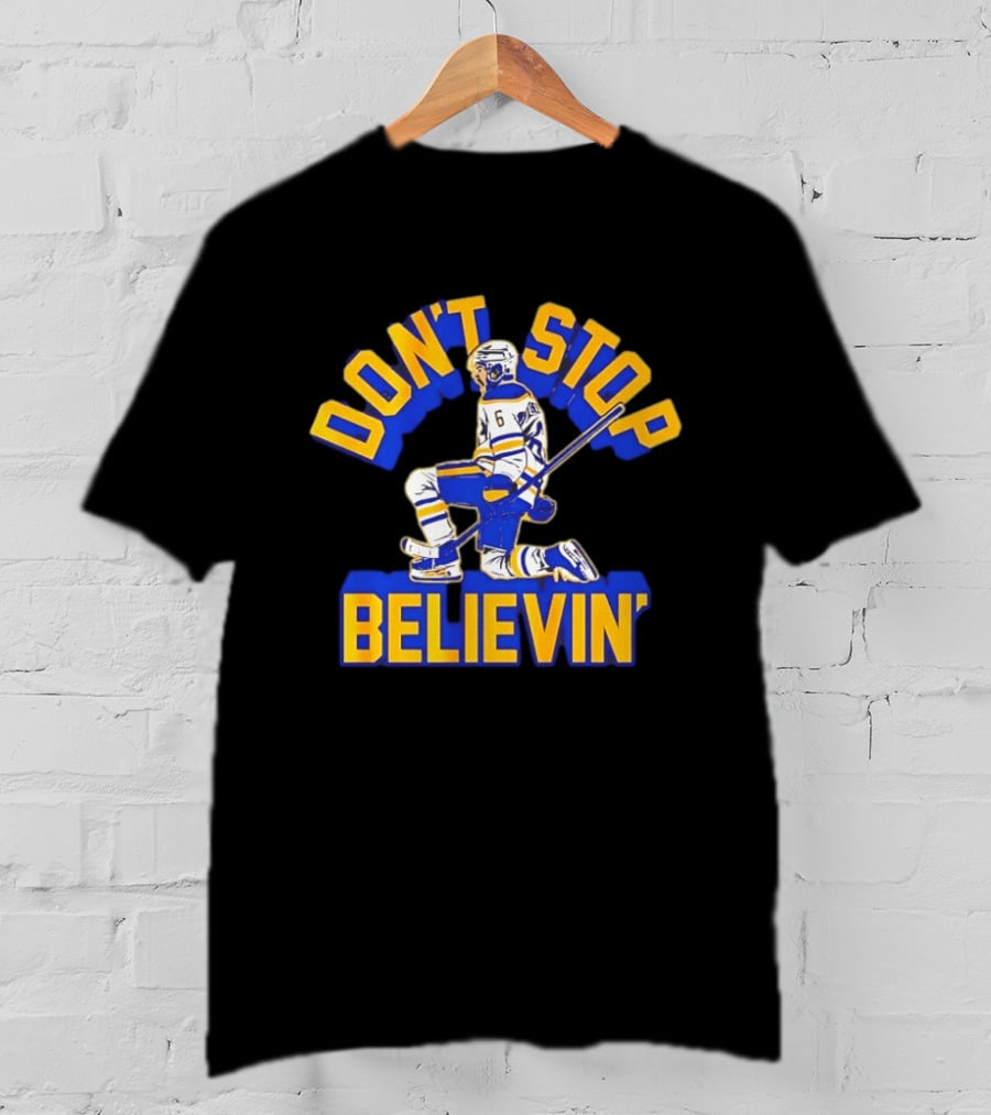 Buffalo Sabres Zach Benson Number 6 Don't Stop Believin T-Shirt