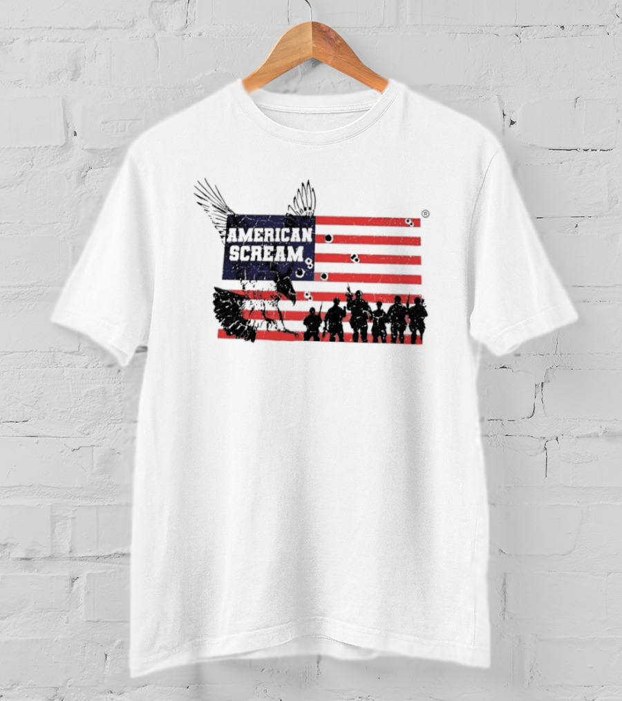 American Scream Soldiers USA Flag Eagle T-Shirt