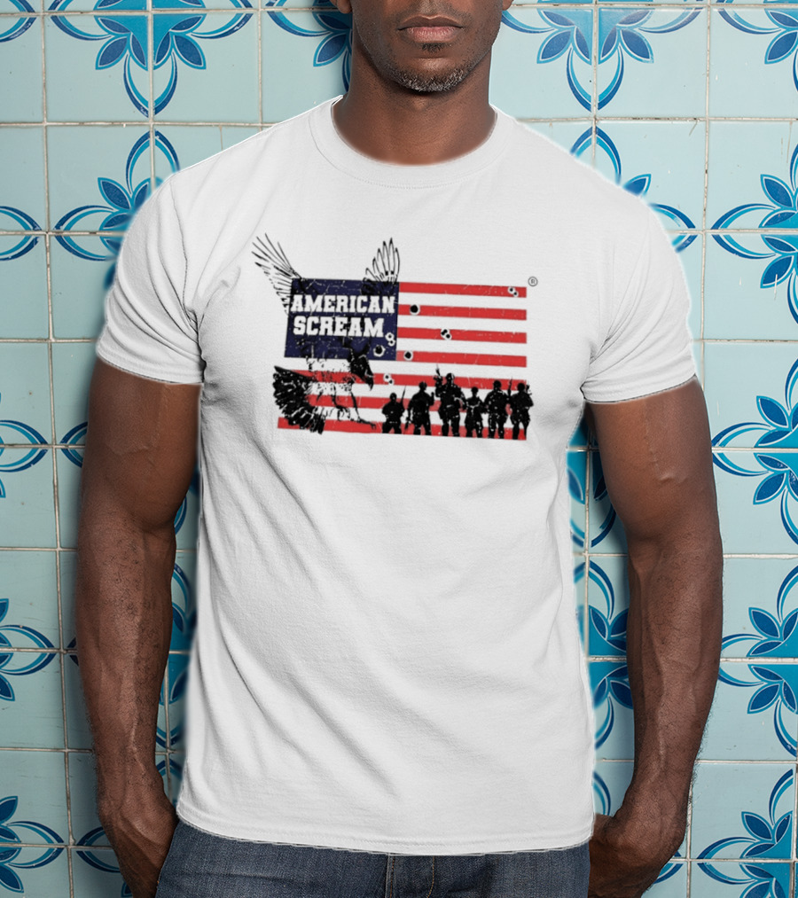American Scream Soldiers USA Flag Eagle T-Shirt