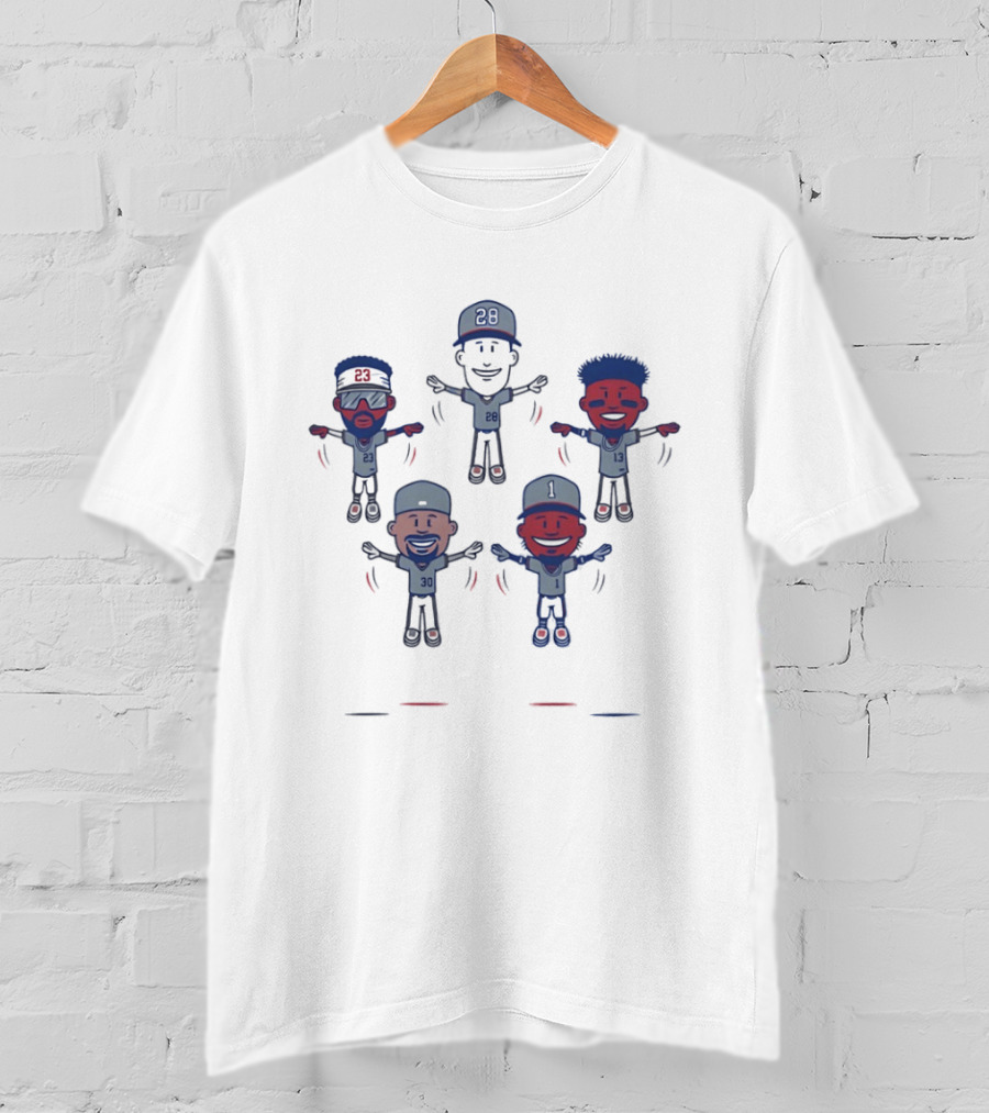 Atlanta Braves Baseball Caricature Players 23 30 20 1 Jerseys T-Shirt