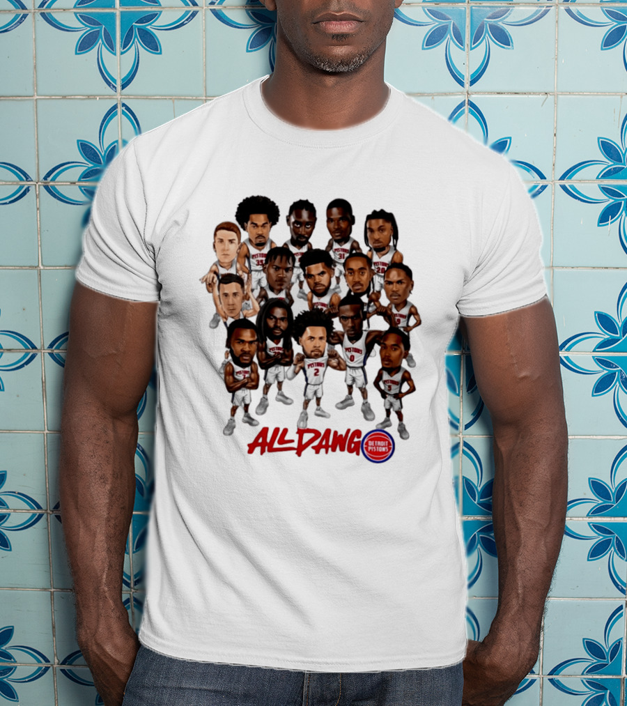 Detroit Pistons All Dawg Team Caricature Players T-Shirt