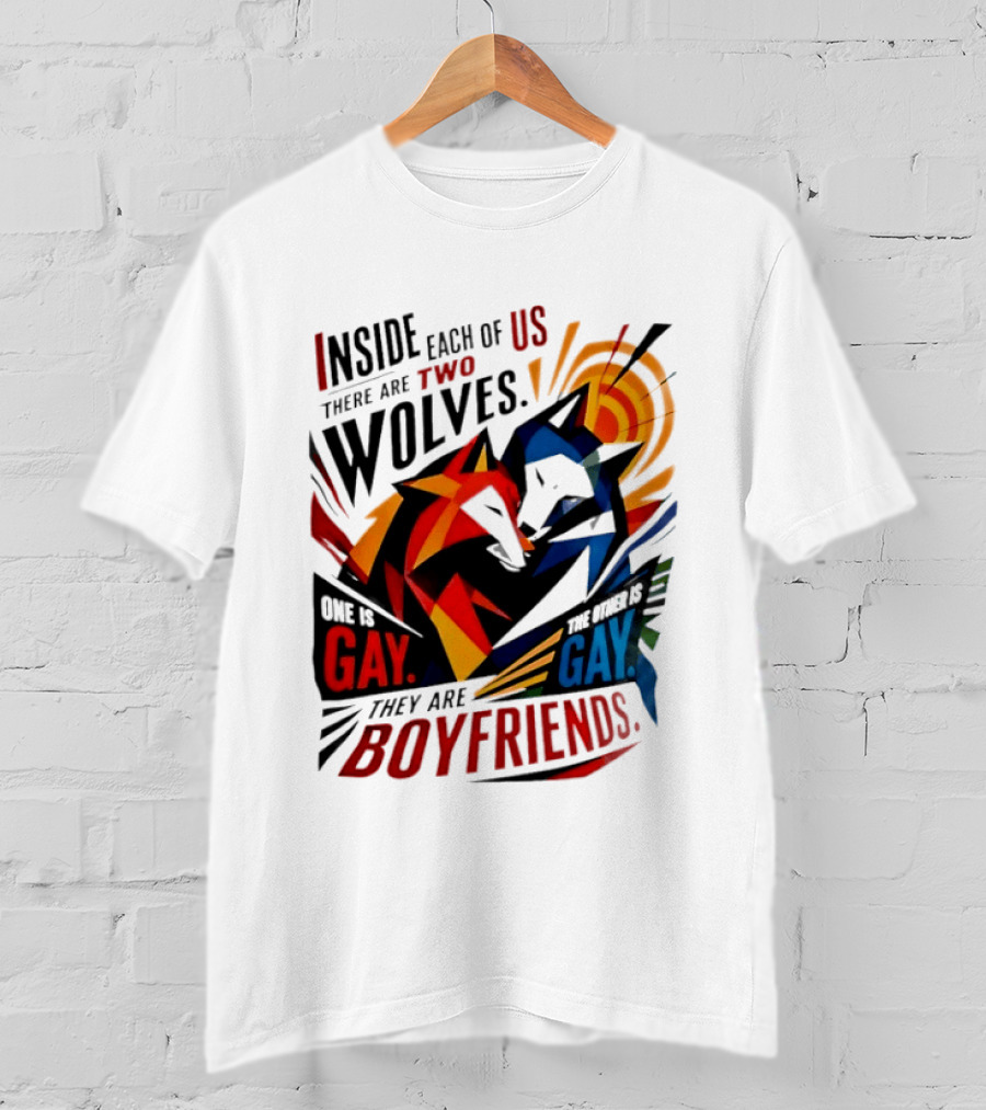 Inside Each Of Us There Are Two Wolves One Is Gay The Other Is Gay They Are Boyfriends T-Shirt