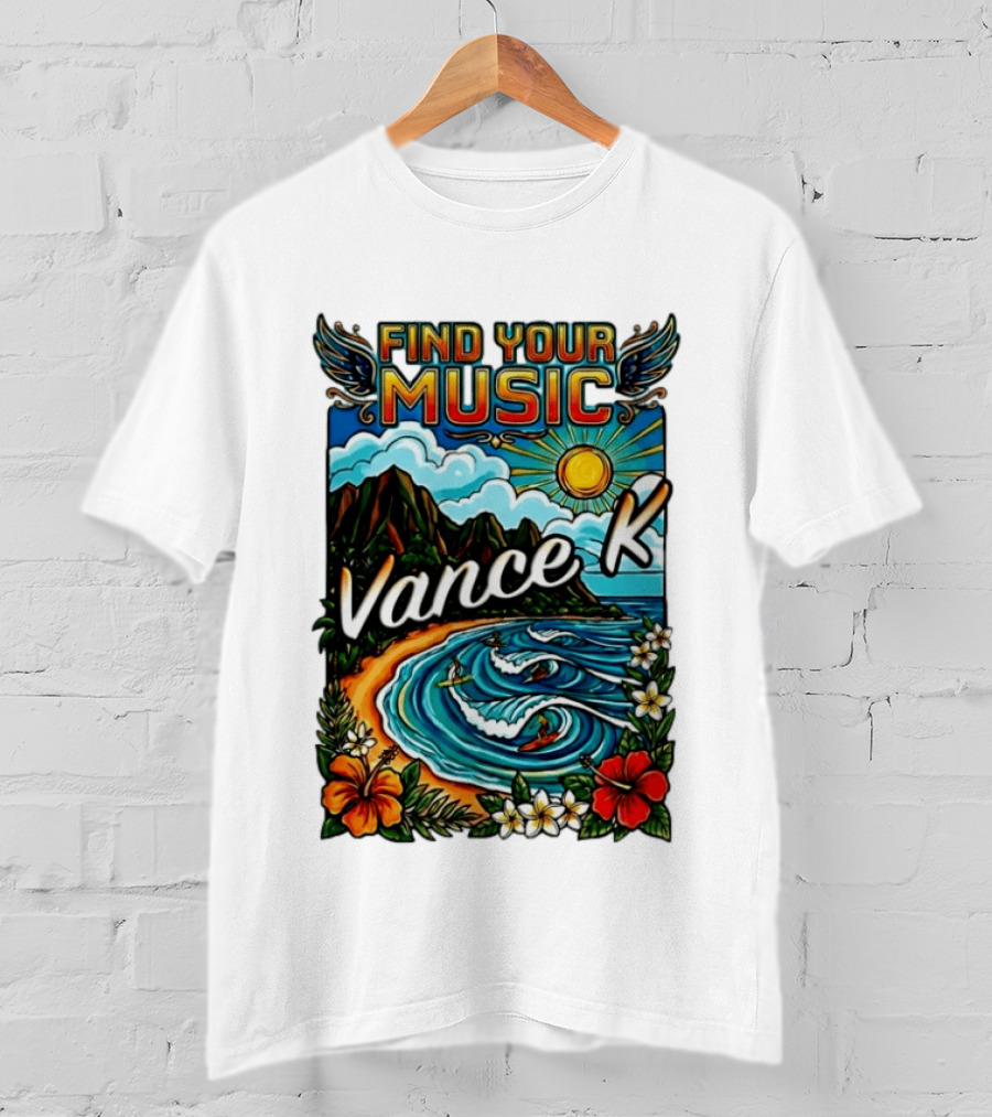 Find Your Music Vance K Tropical Surfing Paradise T-Shirt