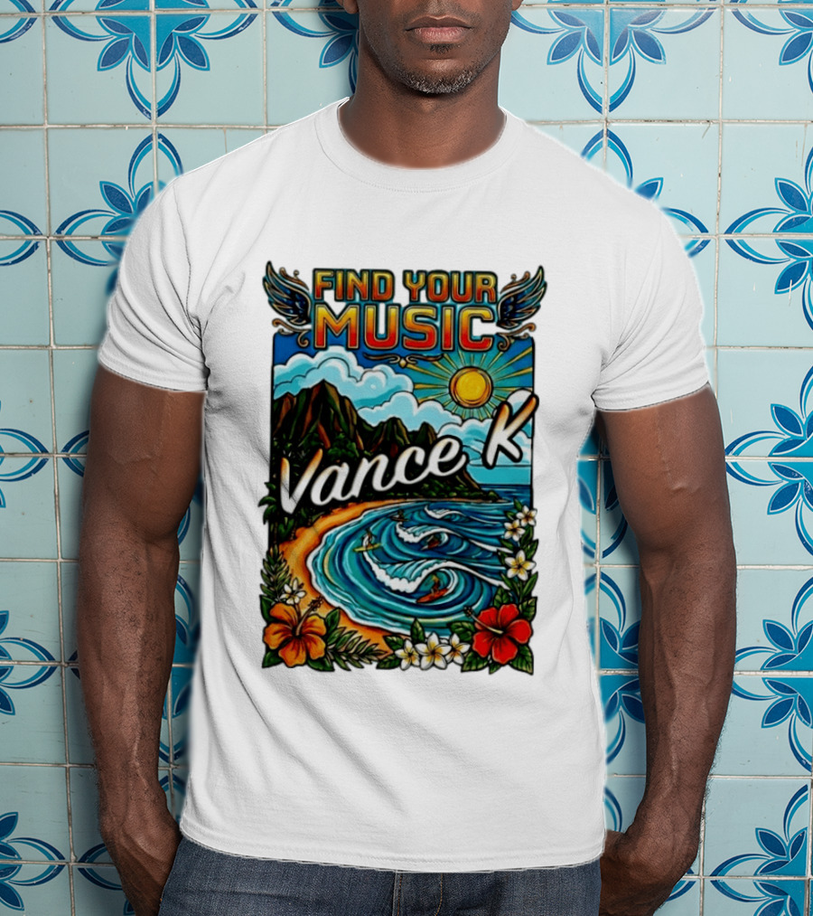 Find Your Music Vance K Tropical Surfing Paradise T-Shirt