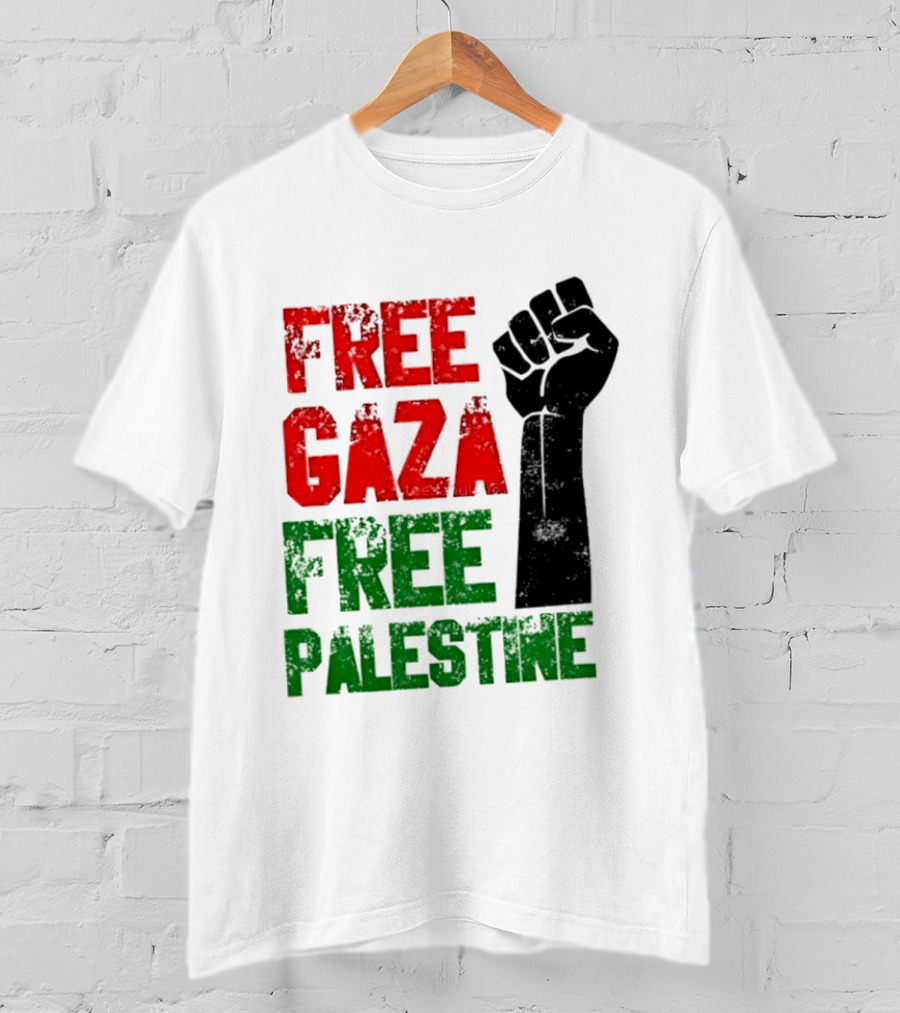 Free Gaza Free Palestine Raised Fist T-Shirt