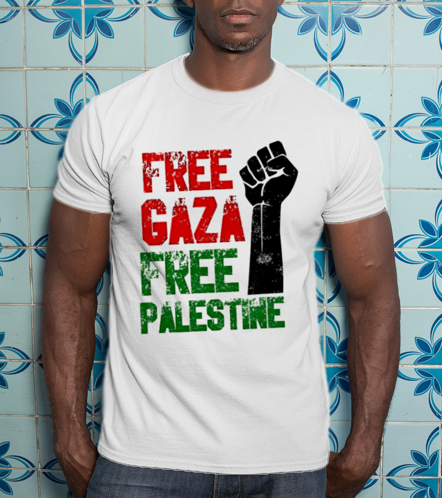 Free Gaza Free Palestine Raised Fist T-Shirt