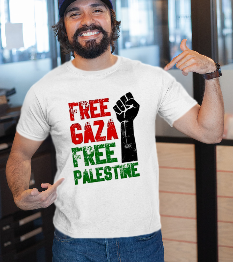 Free Gaza Free Palestine Raised Fist T-Shirt