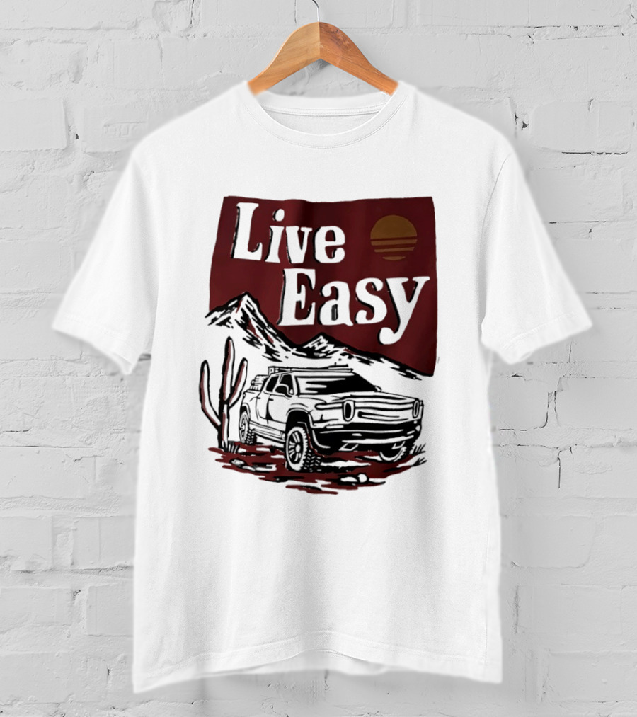 Live Easy Bronco Car Desert Adventure Sunset T-Shirt
