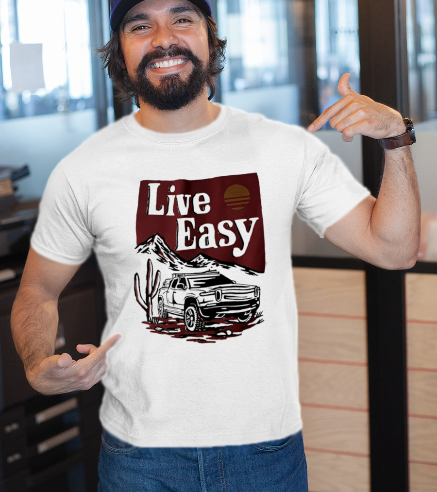 Live Easy Bronco Car Desert Adventure Sunset T-Shirt