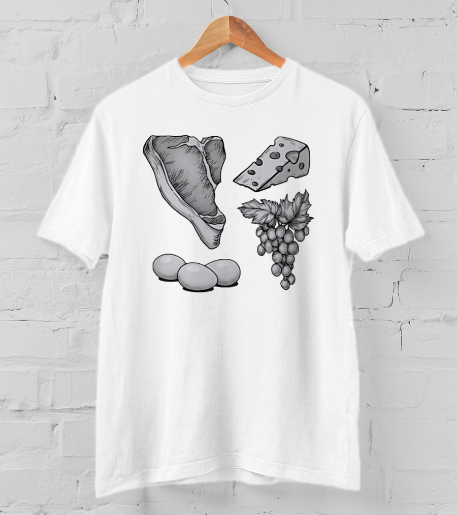 Steak Cheese Eggs Grape Juice Food T-Shirt