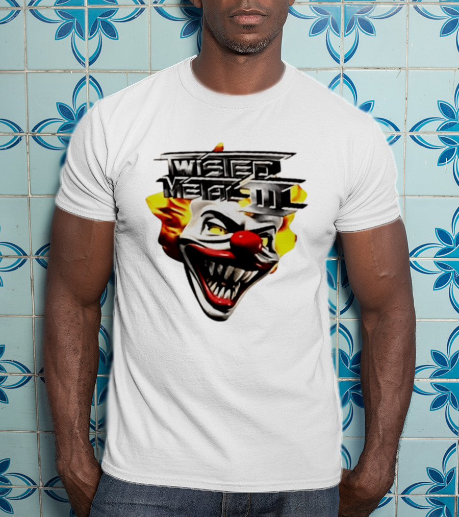 Twisted Metal III Sweet Tooth Clown Face Fiery Hair T-Shirt
