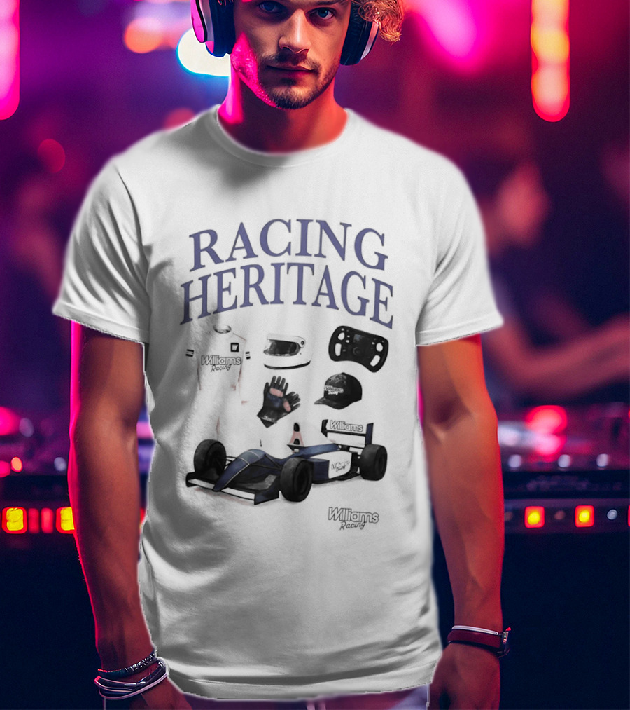 Racing Heritage Williams Racing Formula Car Icons Helmet Glove T-Shirt