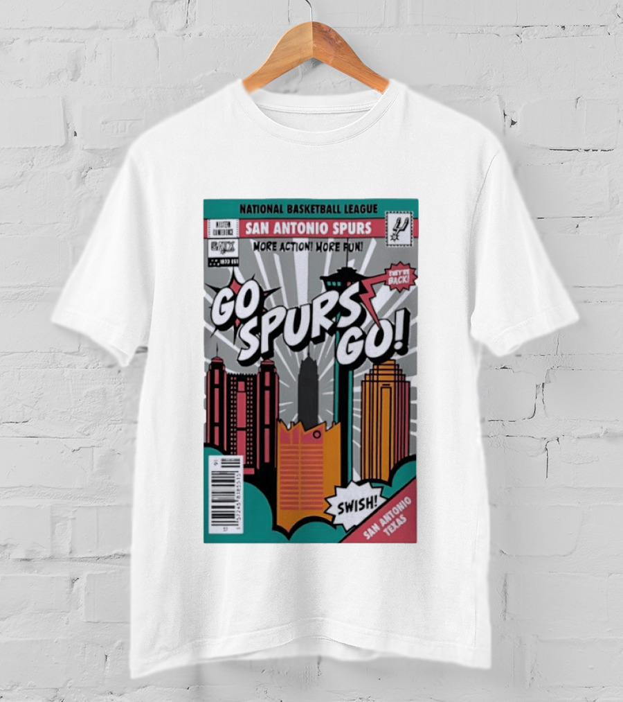National Basketball League San Antonio Spurs More Action More Fun Go Spurs Go Swish Back Texas T-Shirt