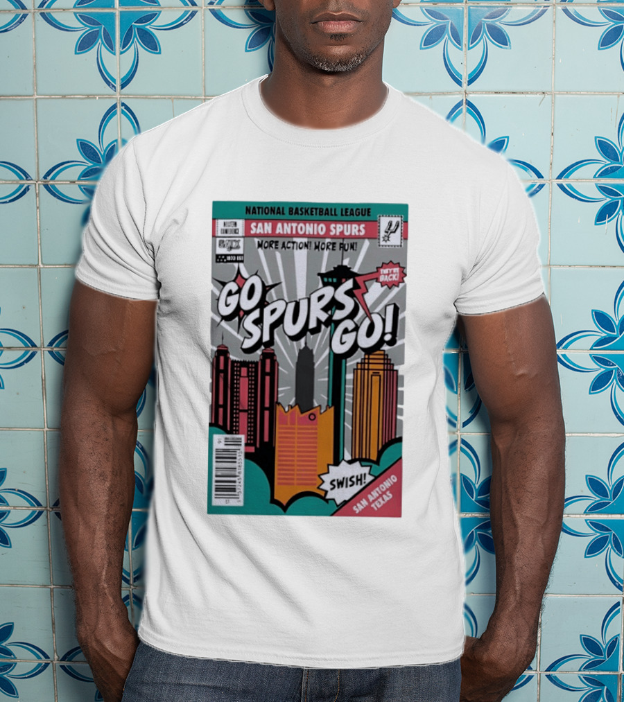 National Basketball League San Antonio Spurs More Action More Fun Go Spurs Go Swish Back Texas T-Shirt