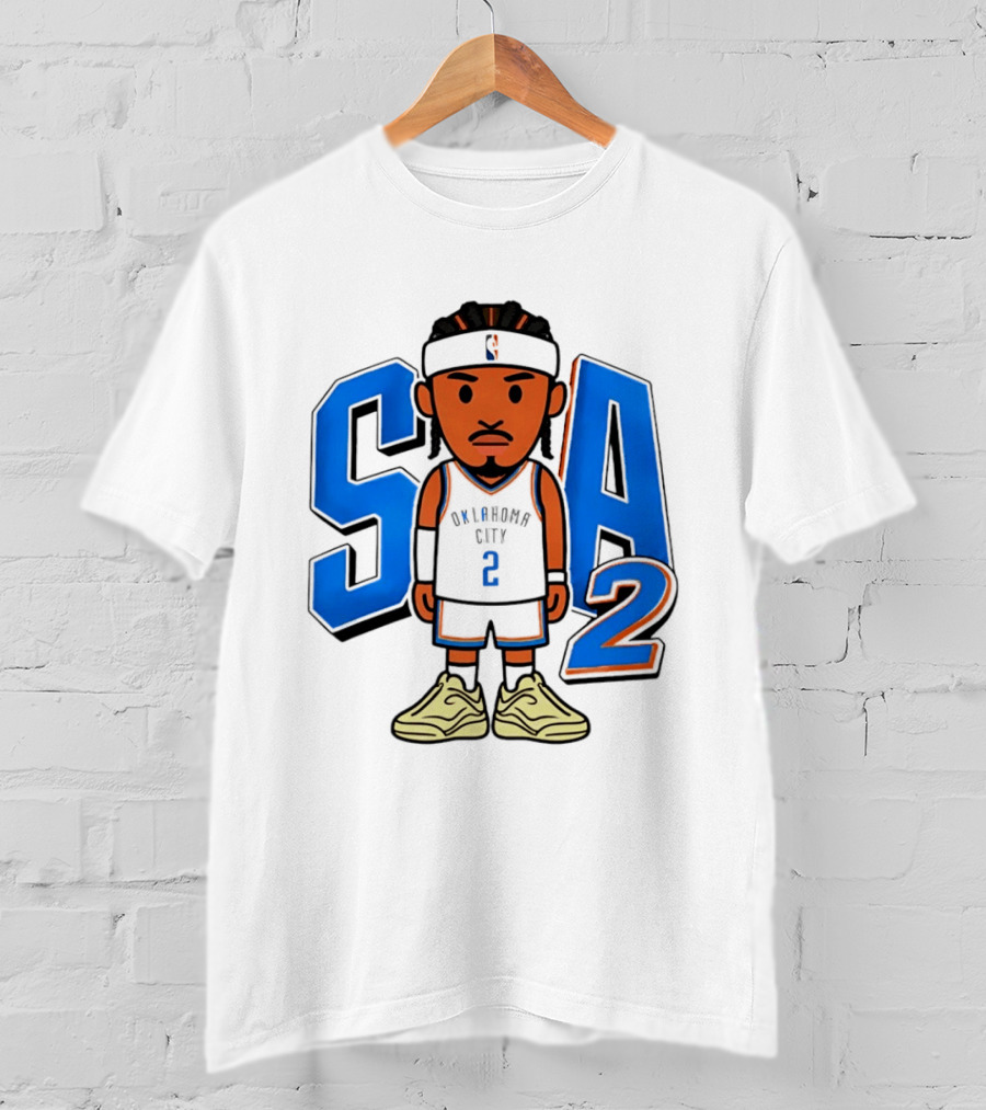 Shai Gilgeous Alexander Oklahoma City 2 Blue SA Caricature T-Shirt