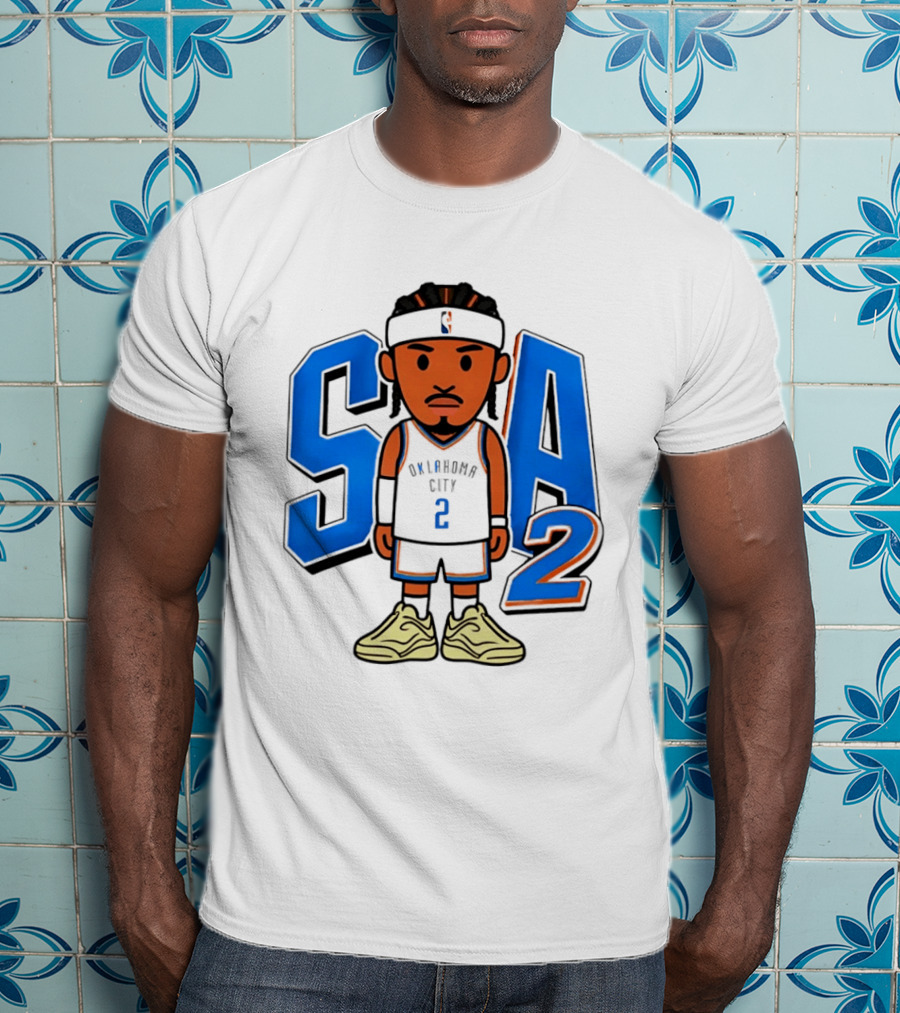 Shai Gilgeous Alexander Oklahoma City 2 Blue SA Caricature T-Shirt