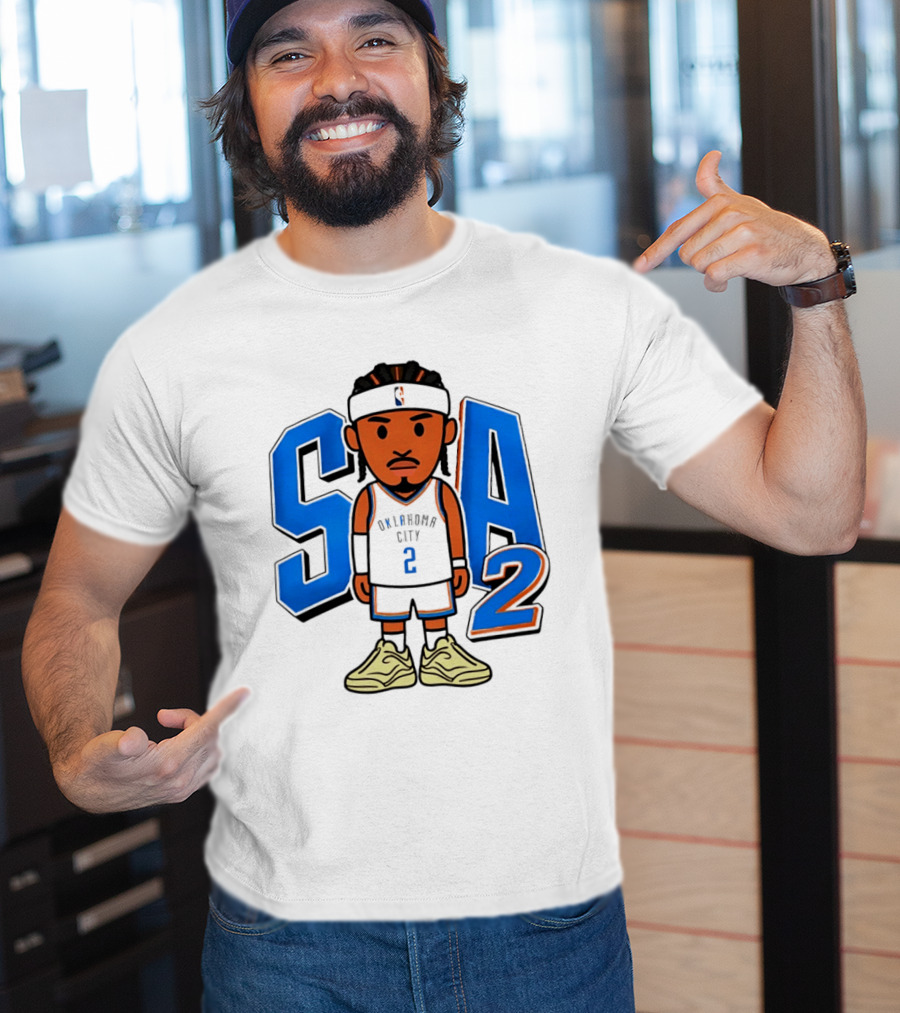 Shai Gilgeous Alexander Oklahoma City 2 Blue SA Caricature T-Shirt